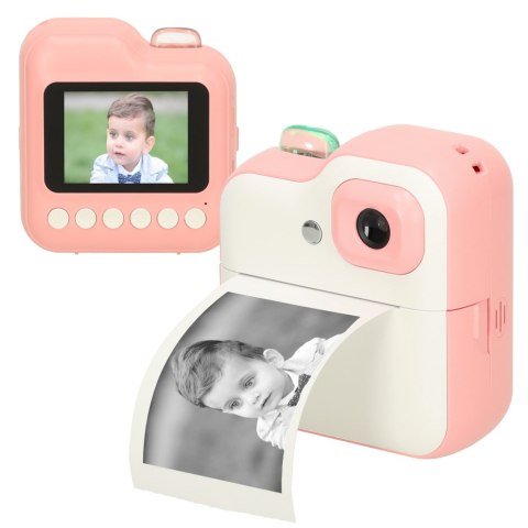 Aparat fotograficzny natychmiastowy drukarka termiczna + wkłady karta 32GB różowy Aparat fotograficzny natychmiastowy drukarka termiczna + wkłady karta 32GB różowy