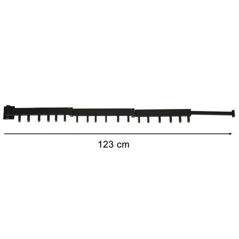 Suszarka na pranie wieszak ścienny składany teleskopowy czarny 123cm Suszarka na pranie wieszak ścienny składany teleskopowy czarny 123cm