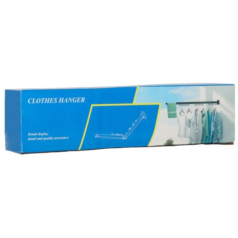 Suszarka na pranie wieszak teleskopowy ścienny składany czarny 90cm Suszarka na pranie wieszak teleskopowy ścienny składany czarny 90cm