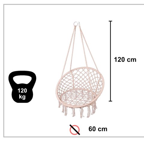 Huśtawka ogrodowa bocianie gniazdo z poduszką XXL ecru 120kg Huśtawka ogrodowa bocianie gniazdo z poduszką XXL ecru 120kg