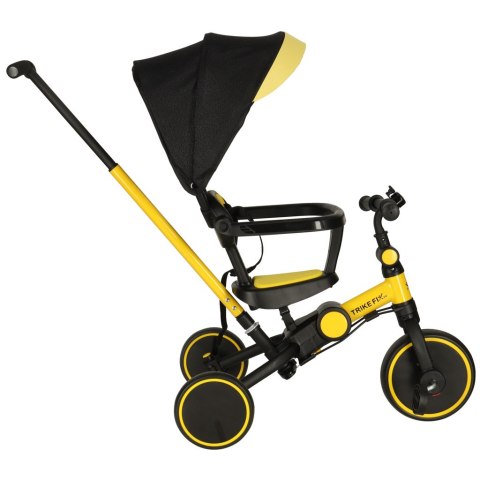 Rowerek trójkołowy TRIKE FIX V4 żółto-czarny z daszkiem Rowerek trójkołowy TRIKE FIX V4 żółto-czarny z daszkiem