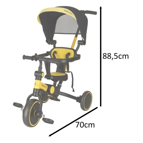 Rowerek trójkołowy TRIKE FIX V4 żółto-czarny z daszkiem Rowerek trójkołowy TRIKE FIX V4 żółto-czarny z daszkiem