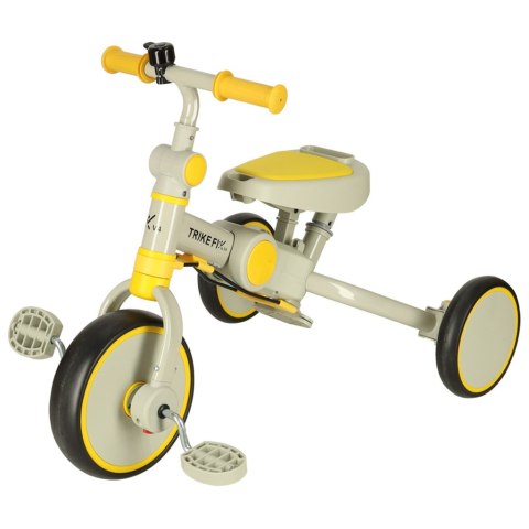 Rowerek trójkołowy TRIKE FIX V4 żółto-szary z daszkiem Rowerek trójkołowy TRIKE FIX V4 żółto-szary z daszkiem