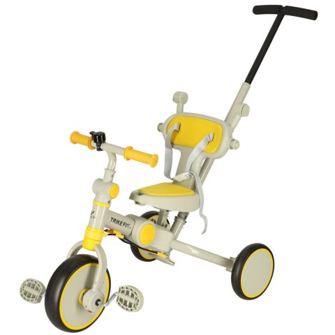 Rowerek trójkołowy TRIKE FIX V4 żółto-szary z daszkiem Rowerek trójkołowy TRIKE FIX V4 żółto-szary z daszkiem