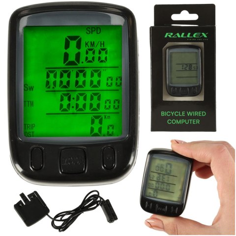 RALLEX Licznik rowerowy wodoodporny przewodowy prędkościomierz 25w1 LCD RALLEX Licznik rowerowy wodoodporny przewodowy prędkościomierz 25w1 LCD