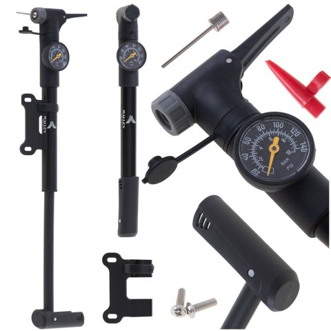 RALLEX Pompka do roweru z manometrem rowerowa ręczna do piłki materaca z uchwytem na rower RALLEX Pompka do roweru z manometrem rowerowa ręczna do piłki materaca z uchwytem na rower